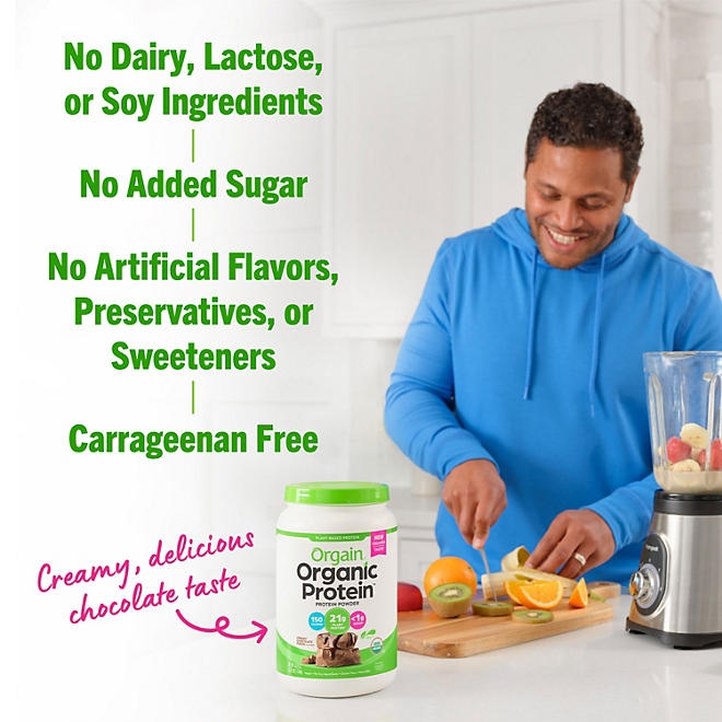 Orgain Organic 21g Plant-Based Protein Powder, Creamy Chocolate Fudge 2.74 lbs. - Image 6