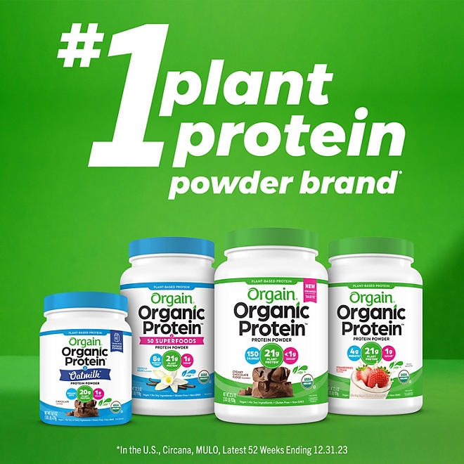 Orgain Organic 21g Plant-Based Protein Powder, Creamy Chocolate Fudge 2.74 lbs. - Image 7
