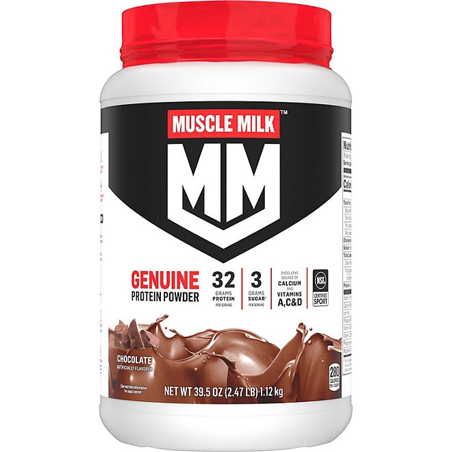 Muscle Milk Genuine 32g Whey Protein Powder, Chocolate 2.47 lbs. - Image 2