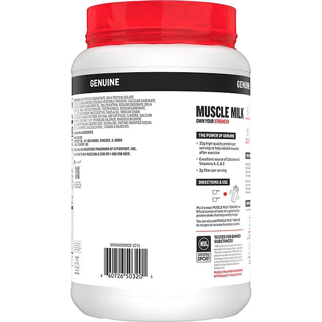 Muscle Milk Genuine 32g Whey Protein Powder, Chocolate 2.47 lbs. - Image 4