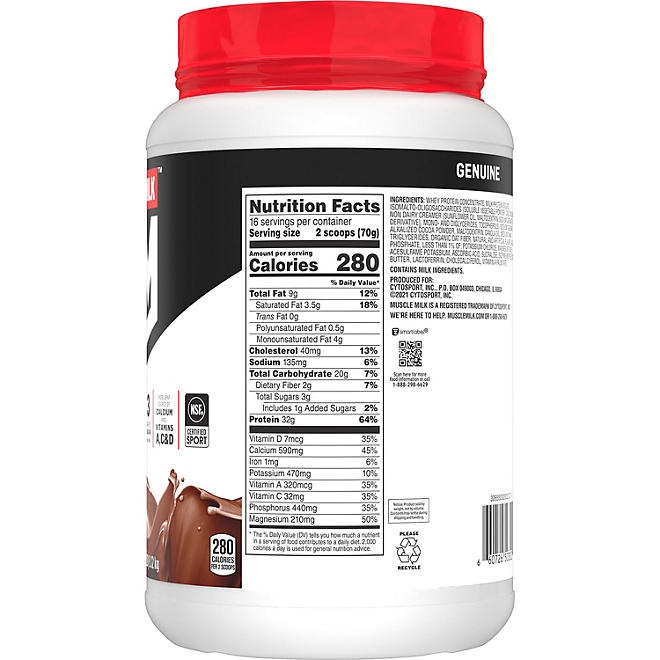 Muscle Milk Genuine 32g Whey Protein Powder, Chocolate 2.47 lbs. - Image 5
