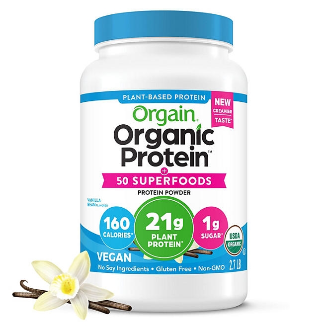 Orgain Organic 21g Plant-Based Protein Powder + Superfoods, Vanilla 2.7 lbs. - Image 2