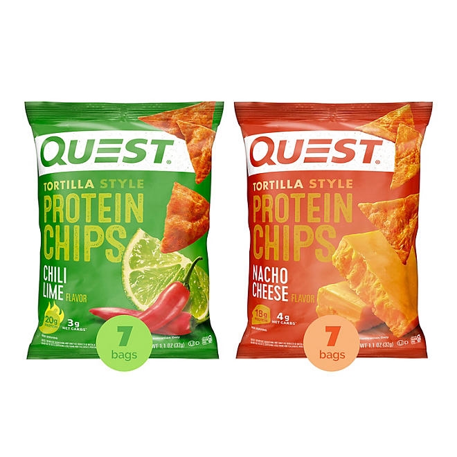 Quest Tortilla Style 18-20g Protein Chip Variety Pack, Chili Lime and Nacho Cheese 14 ct. - Image 4