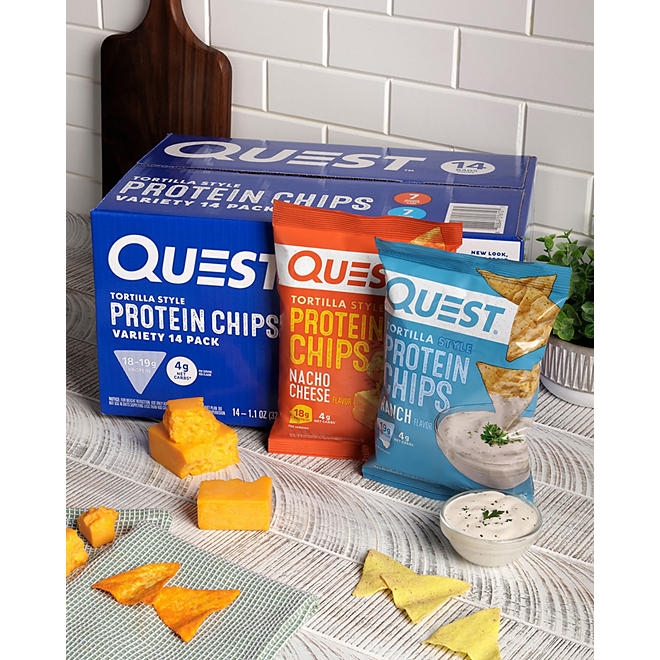 Quest Tortilla Style 18-19g Protein Chip Variety Pack, Nacho Cheese & Ranch, 14 ct. - Image 6