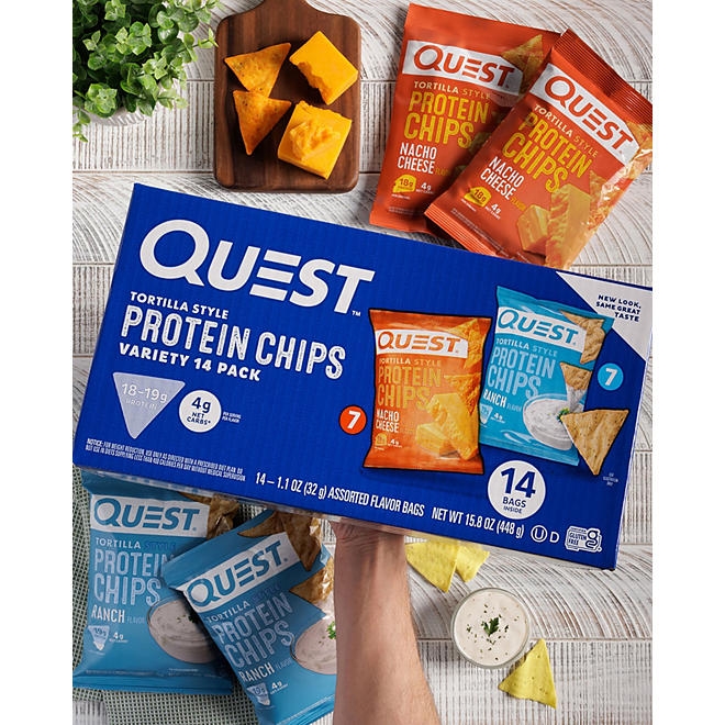 Quest Tortilla Style 18-19g Protein Chip Variety Pack, Nacho Cheese & Ranch, 14 ct. - Image 7