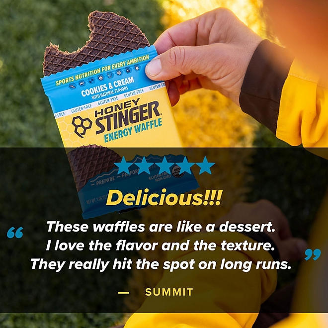 Honey Stinger Organic Gluten-Free Cookies and Cream Waffles (12 ct.) - Image 7