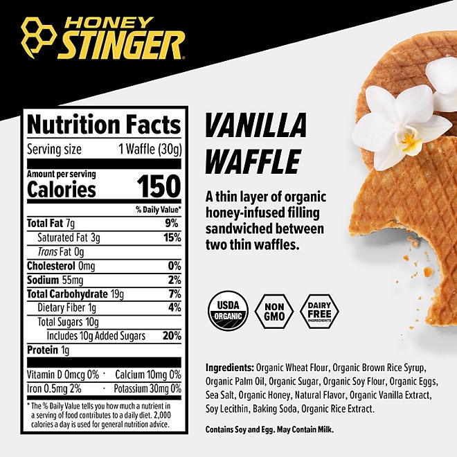 Honey Stinger Vanilla Waffle Organic Healthy Snack (12ct.) - Image 3