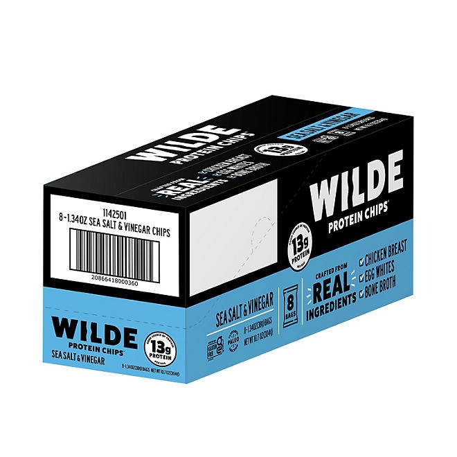 WILDE 13g Sea Salt & Vinegar Protein Chips, 8 pk. - Image 2