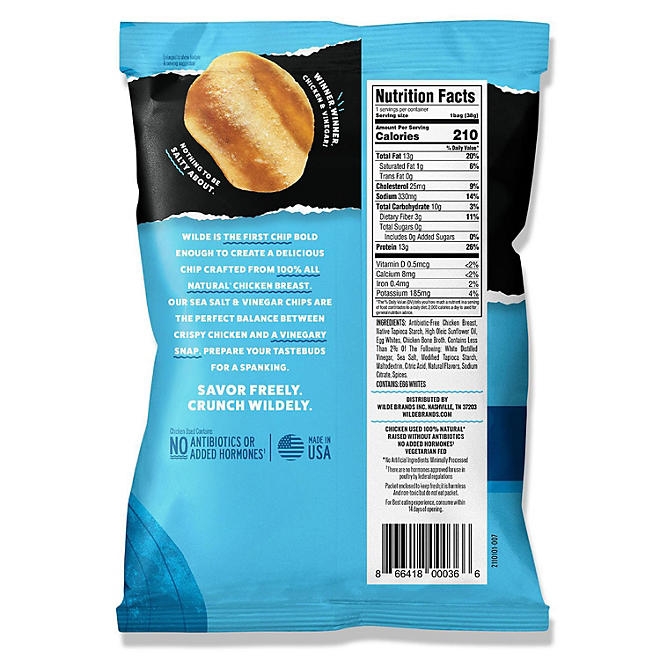 WILDE 13g Sea Salt & Vinegar Protein Chips, 8 pk. - Image 4