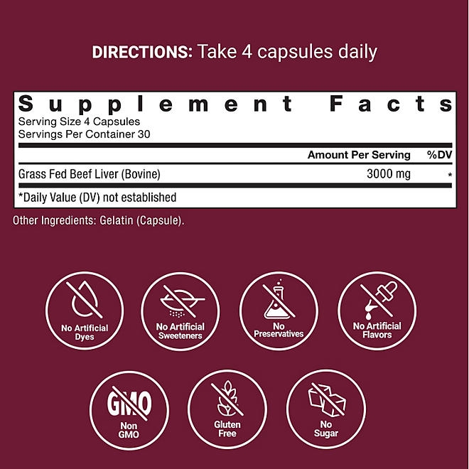 Force Factor Primal Origins Beef Liver Capsules, 120 ct. - Image 3