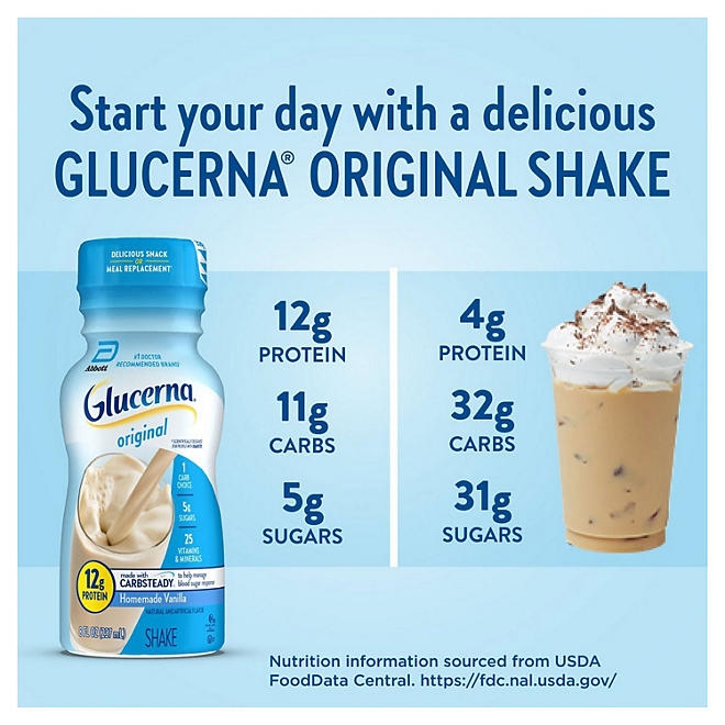 Glucerna 12g Protein Small Meal Replacement Shake, Homemade Vanilla 8 fl. oz., 24 pk. - Image 5