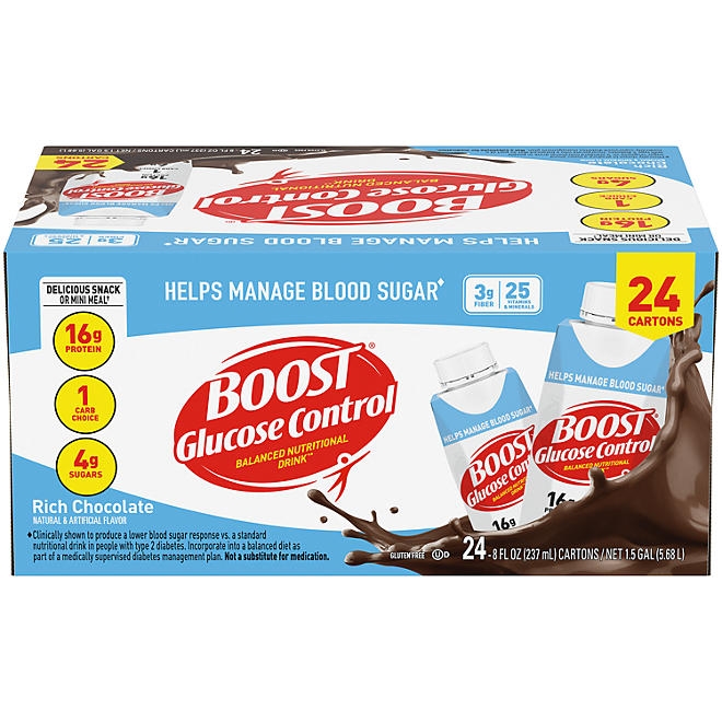 BOOST Glucose Control Nutritional Drink, Chocolate, 8 fl. oz., 24 pk. - Image 2