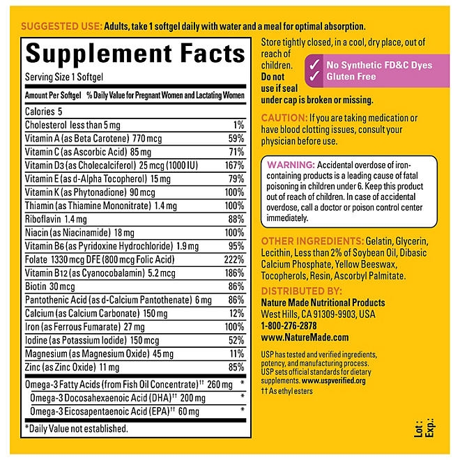 Nature Made Prenatal Multivitamin Softgels, 150 ct. - Image 3