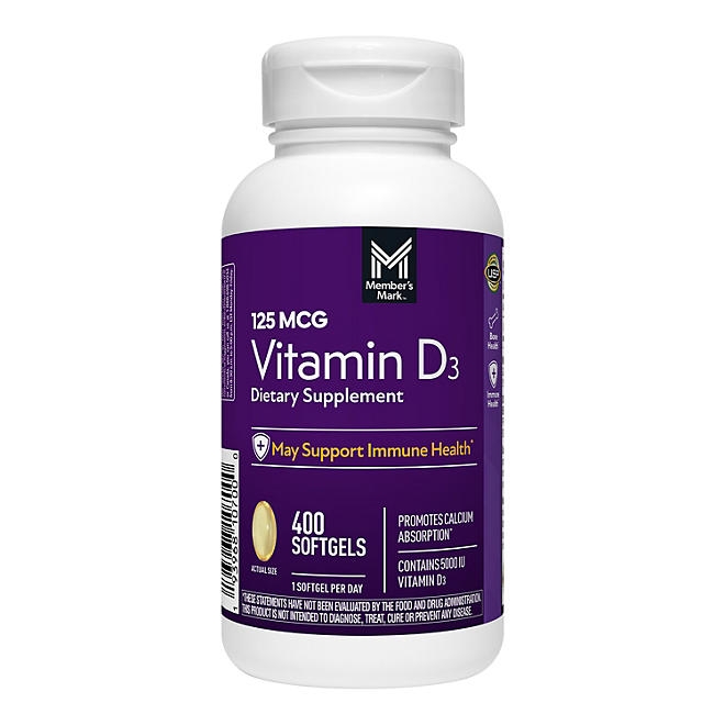 Member's Mark Vitamin D3 Softgels, 125 mcg, 400 ct. - Image 2