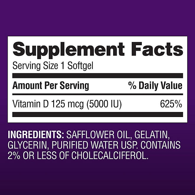Member's Mark Vitamin D3 Softgels, 125 mcg, 400 ct. - Image 3