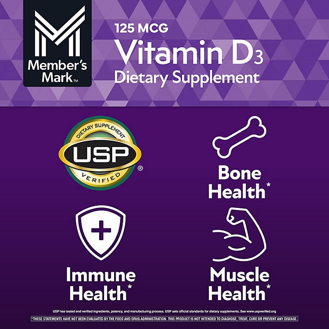 Member's Mark Vitamin D3 Softgels, 125 mcg, 400 ct. - Image 6