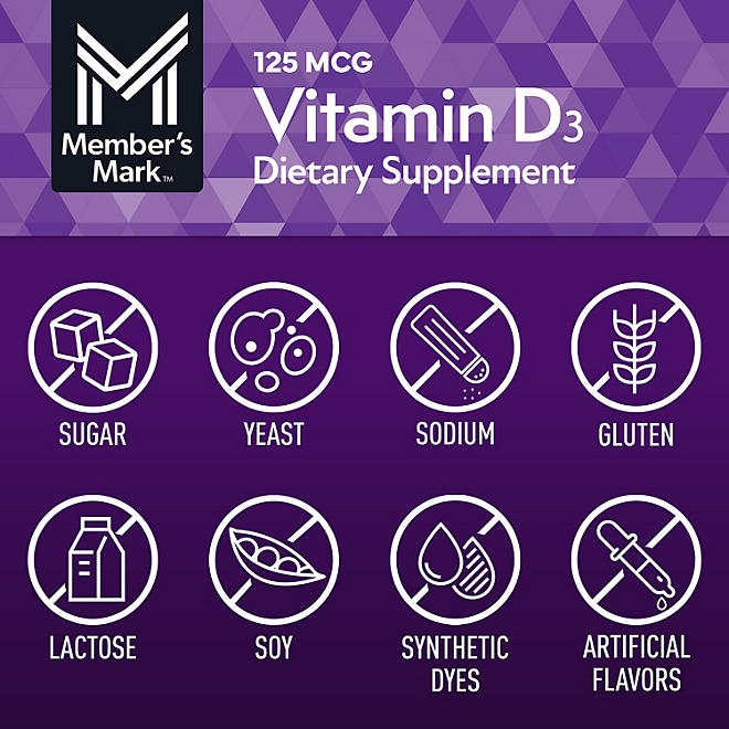 Member's Mark Vitamin D3 Softgels, 125 mcg, 400 ct. - Image 7