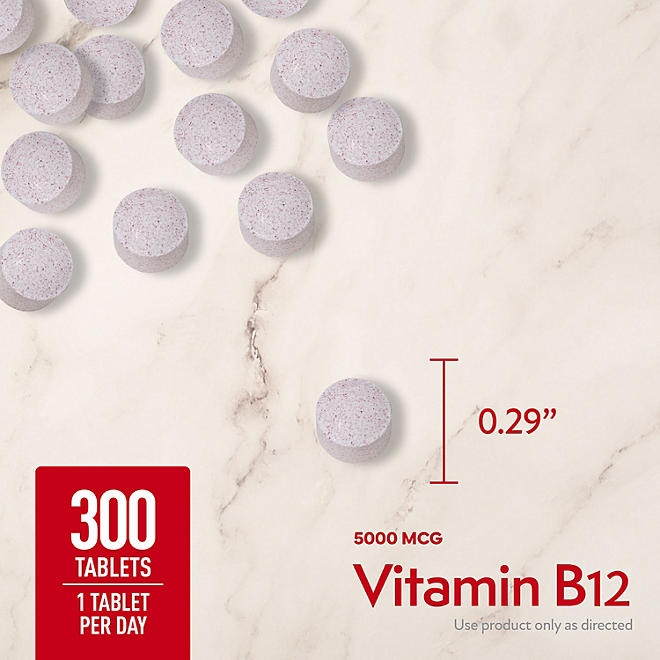 Member&rsquos Mark Vitamin B12 Quick Dissolve Tablets, 5000 mcg, Cherry, 300 ct. - Image 4