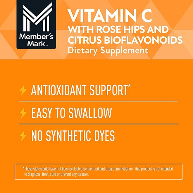 Member's Mark Vitamin C Plus Citrus Bioflavonoids & Rose Hips Tablets, 1000mg, 500 ct. - Image 5