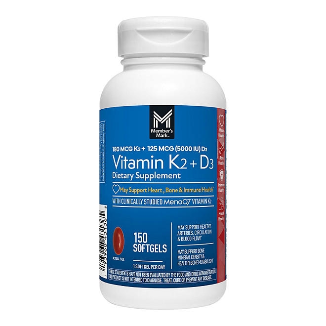Member's Mark Vitamin K2 + D3 Softgels, 150 ct. - Image 2