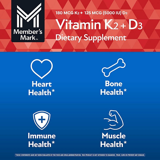 Member's Mark Vitamin K2 + D3 Softgels, 150 ct. - Image 6