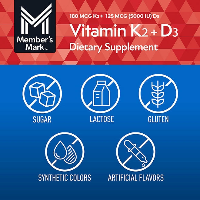 Member's Mark Vitamin K2 + D3 Softgels, 150 ct. - Image 7