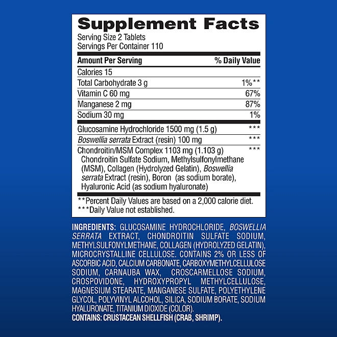 Member&rsquos Mark Glucosamine HCl and Chondroitin/MSM Complex Tablets, 220 ct. - Image 3