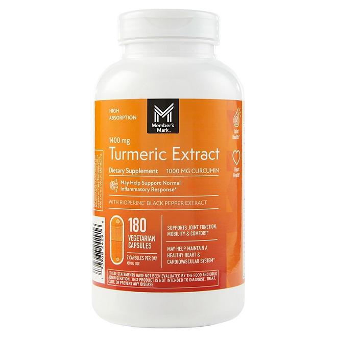Member's Mark Turmeric Extract Dietary Supplement Capsules, 180 ct. - Image 2