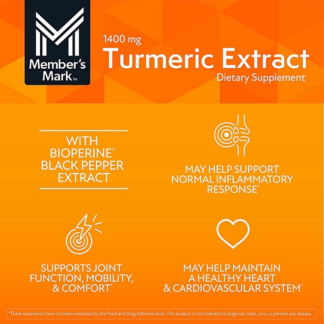 Member's Mark Turmeric Extract Dietary Supplement Capsules, 180 ct. - Image 5