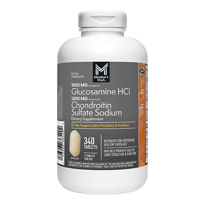 Member's Mark Extra Strength Glucosamine HCl and Chondroitin Sulfate Sodium Tablets, 340 ct. - Image 2
