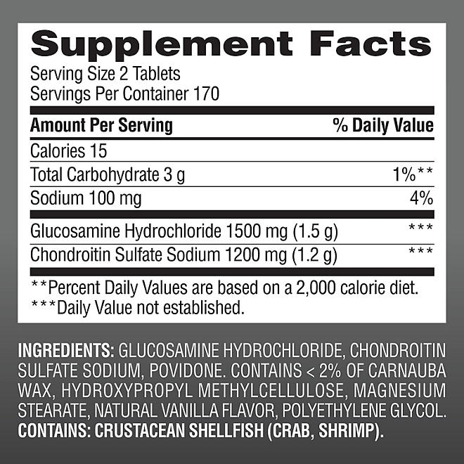 Member's Mark Extra Strength Glucosamine HCl and Chondroitin Sulfate Sodium Tablets, 340 ct. - Image 3