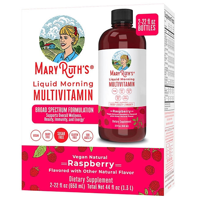 MaryRuth's Liquid Morning Multivitamin, Raspberry, 22 fl. oz., 2 pk. - Image 2