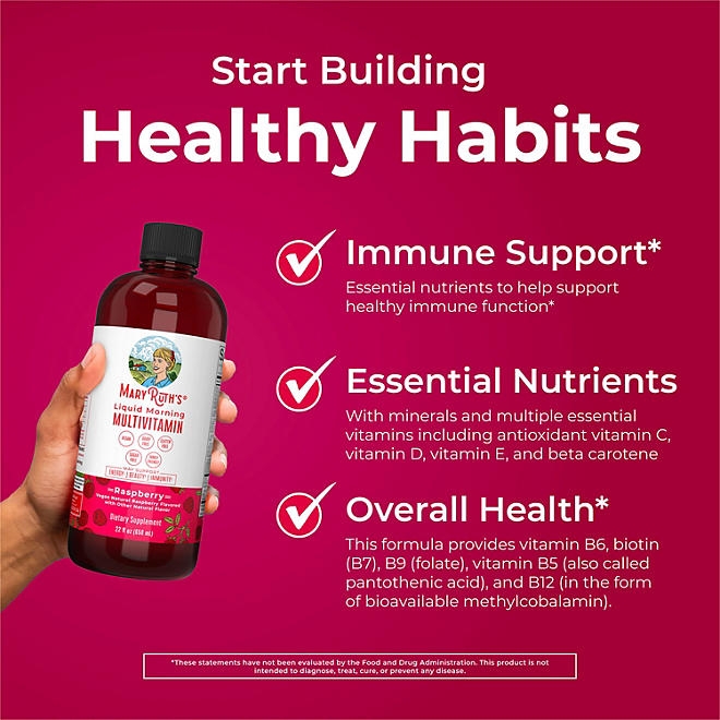 MaryRuth's Liquid Morning Multivitamin, Raspberry, 22 fl. oz., 2 pk. - Image 4