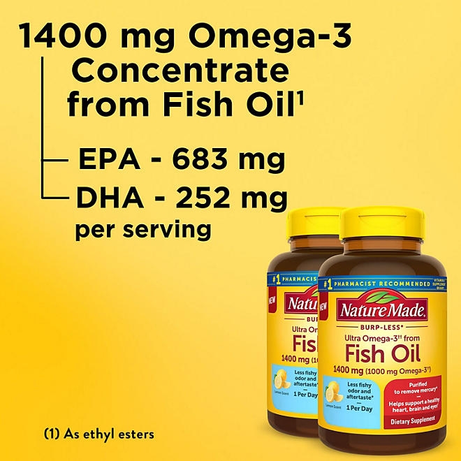 Nature Made Burp-Less Ultra Omega-3 Fish Oil Softgels, 130 ct. - Image 5