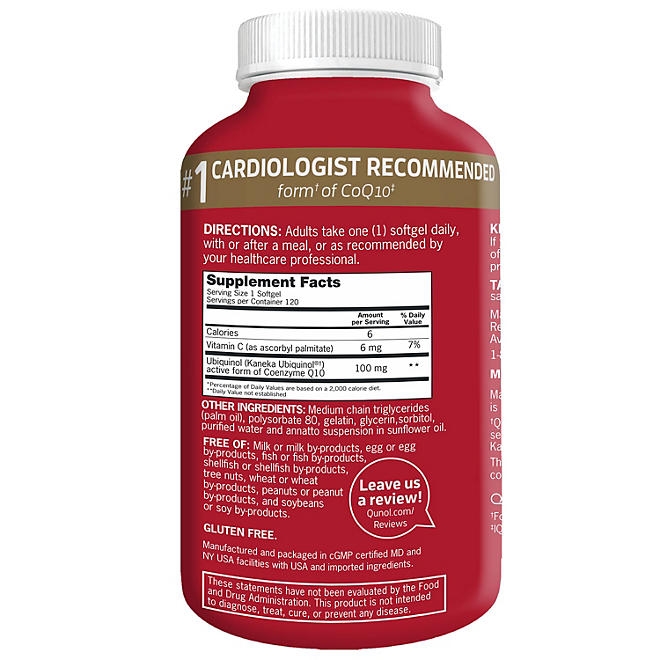 Qunol Mega CoQ10 Ubiquinol Softgels, 100 mg 120 ct. - Image 3