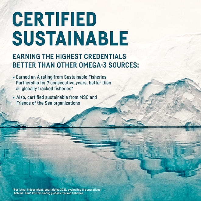 Kori Pure Antarctic Krill Oil Multi-Benefit Omega-3 800 mg. Softgels 120 ct. - Image 7