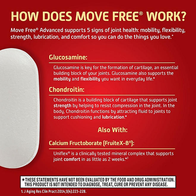 Move Free Advanced Glucosamine Joint Health Support Supplement Tablets, 200 ct. - Image 4