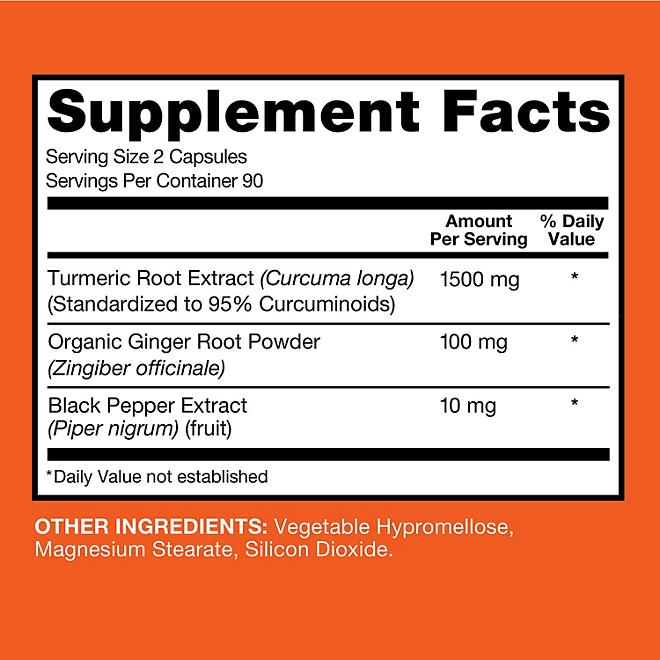 Qunol Turmeric and Ginger 1500 mg Capsules, 180 ct. - Image 3