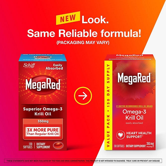 MegaRed Omega-3 Krill Oil Supplement Softgels, 350mg, 130 ct. - Image 3