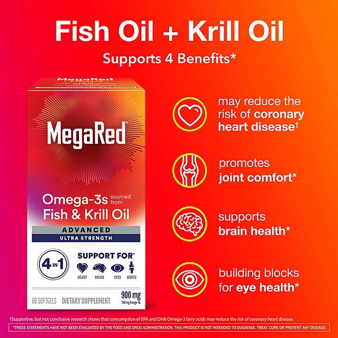 MegaRed Omega-3 Fish & Krill Oil Advanced Softgels, 900mg, 60 ct. - Image 3