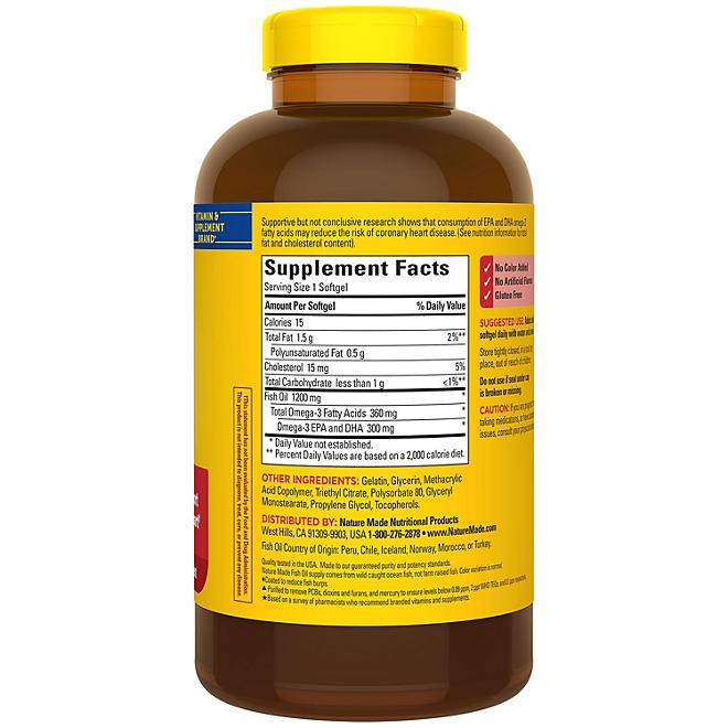 Nature Made Burp-Less Fish Oil 1200 mg Softgels, 240 ct. - Image 10
