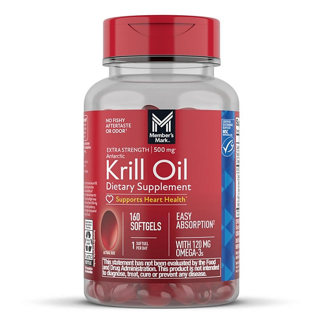 Member's Mark Extra Strength Antarctic Pure Omega-3 Krill Oil, 500 mg, 160 ct. - Image 2