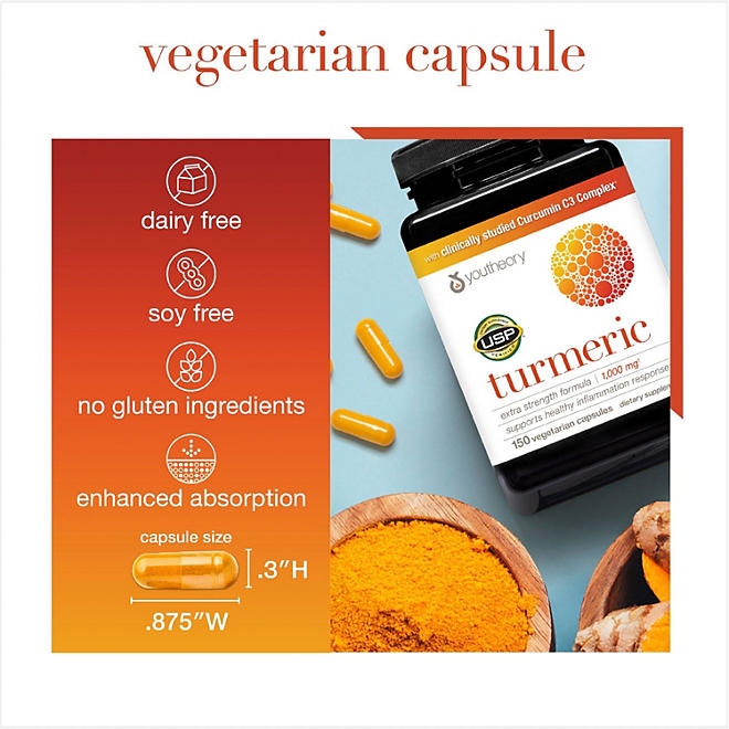 Youtheory Turmeric Extra Strength Capsules, 150 ct. - Image 4