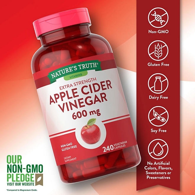Nature's Truth Apple Cider Vinegar 600 mg Extra Strength Capsules, 240 ct. - Image 5