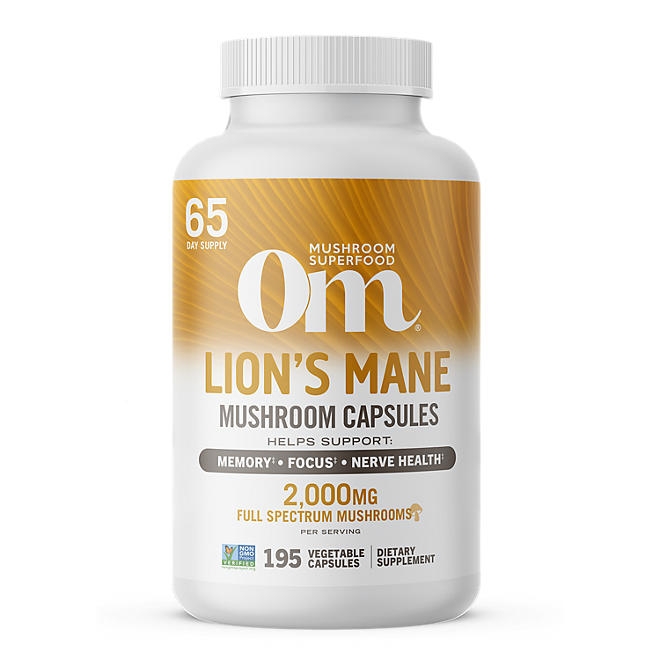 Om Mushroom Superfood Lion's Mane Capsules, 195 ct. - Image 2