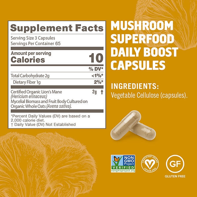 Om Mushroom Superfood Lion's Mane Capsules, 195 ct. - Image 3