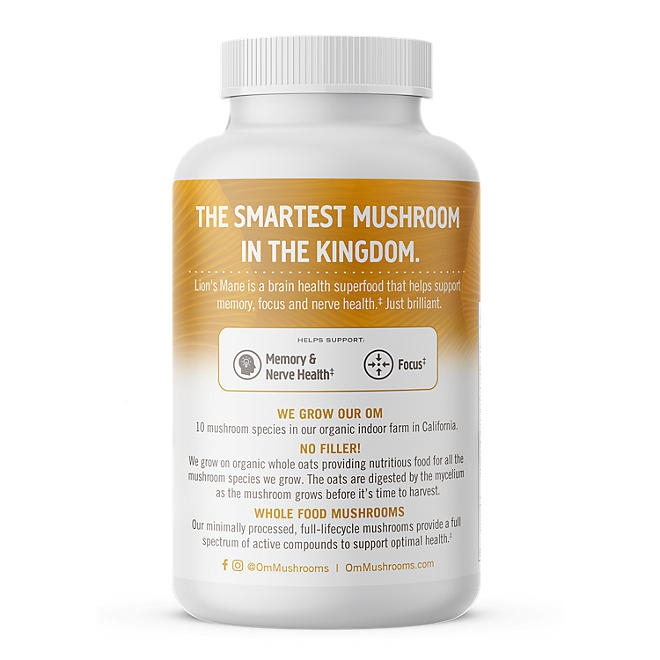 Om Mushroom Superfood Lion's Mane Capsules, 195 ct. - Image 8