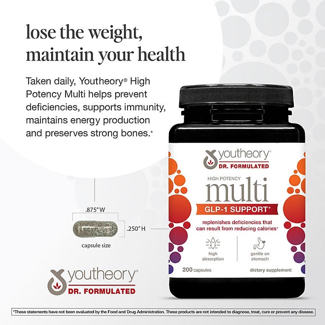 Youtheory High Potency Multi GLP-1 Support Capsules, 200 ct. - Image 4