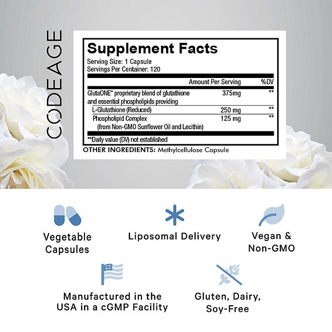 Codeage Liposomal Glutathione Antioxidant Capsules, 120 ct. - Image 3