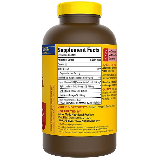Nature Made Flaxseed Oil 1400 mg Softgels, 300 ct. - Image 10